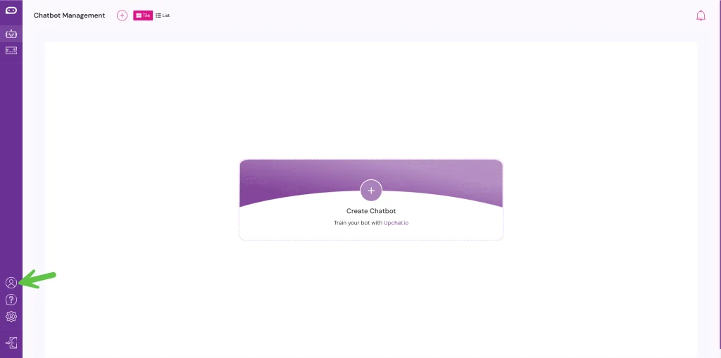 Profile in the UpChat dashboard