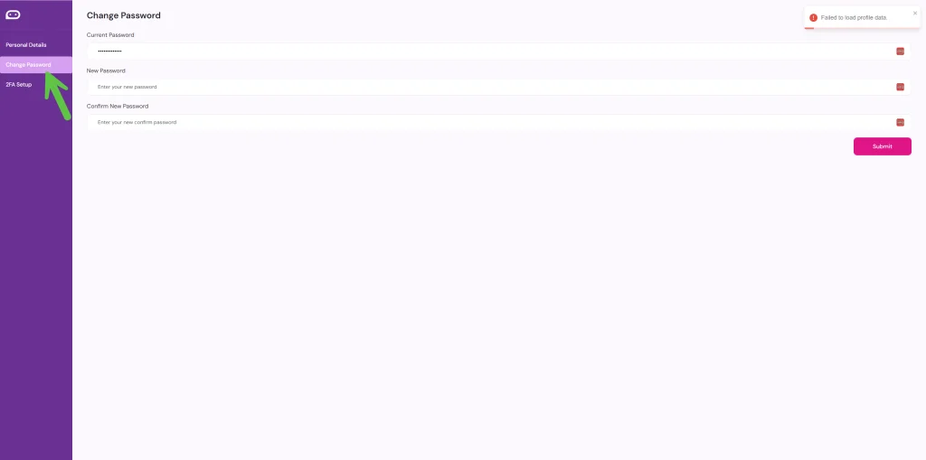 Change Password in the UpChat dashboard